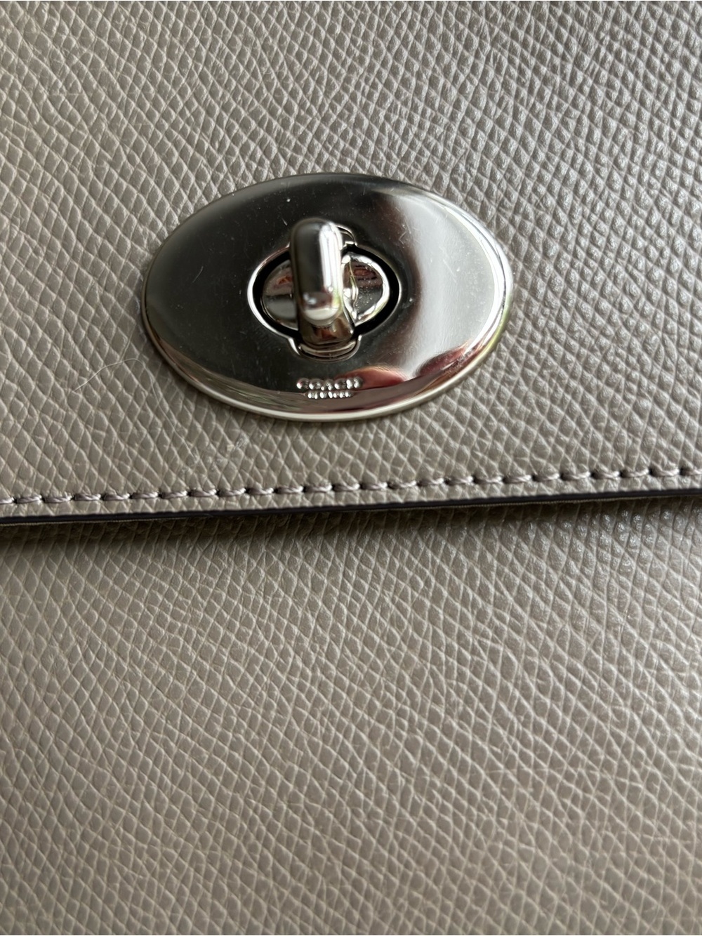 Coach Taupe Leather Clutch/Shoulder Bag with Turn-Lock Closure and Two Straps - Picture 11 of 12